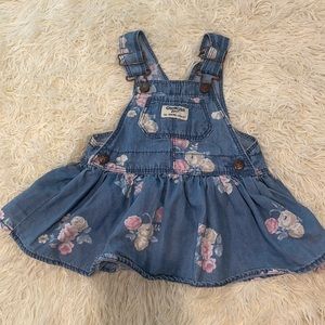 Oshkosh baby girl Floral Denim dress with suspenders.